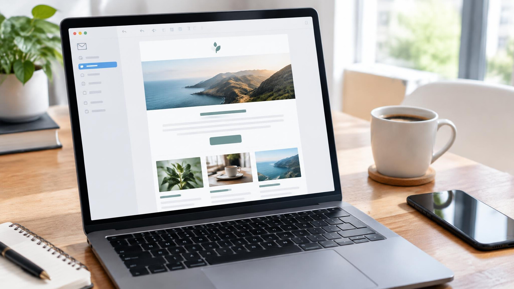 Laptop screen showing an email newsletter design