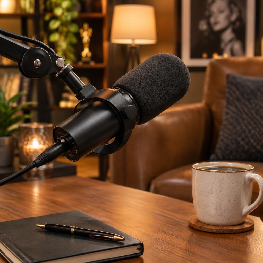 Microphone set up for an exclusive interview