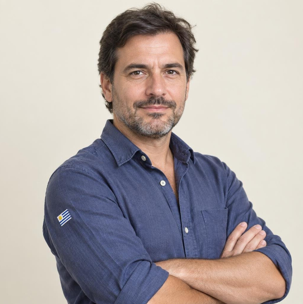 Portrait of a Latino journalist with arms crossed